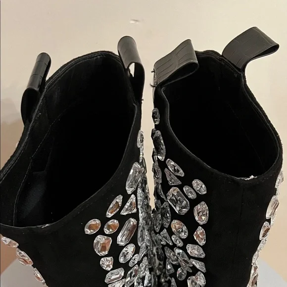New in Box Lauren Lorraine Hana Black Boots with Rhinestone Accents - Picture 6 of 7